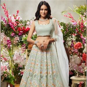 Elegant Floral Embroidered Lehenga